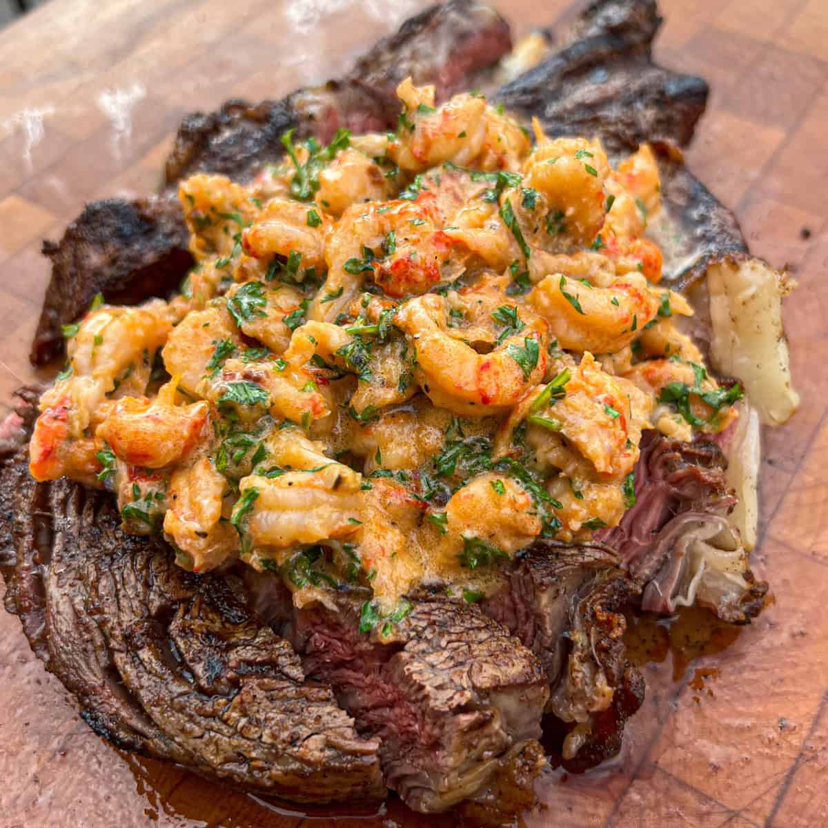 Grilled Ribeye with Cajun Crawfish Sauce Recipe