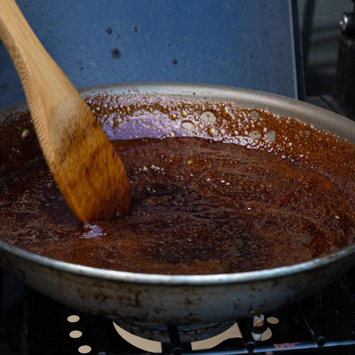 Reducing the Bourbon Molasses Glaze
