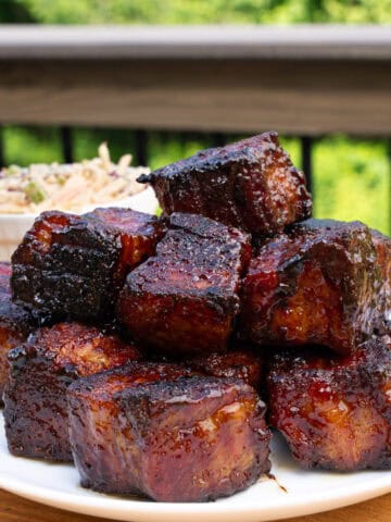 Finished Pork Belly with Bourbon-Molasses Glaze Plated