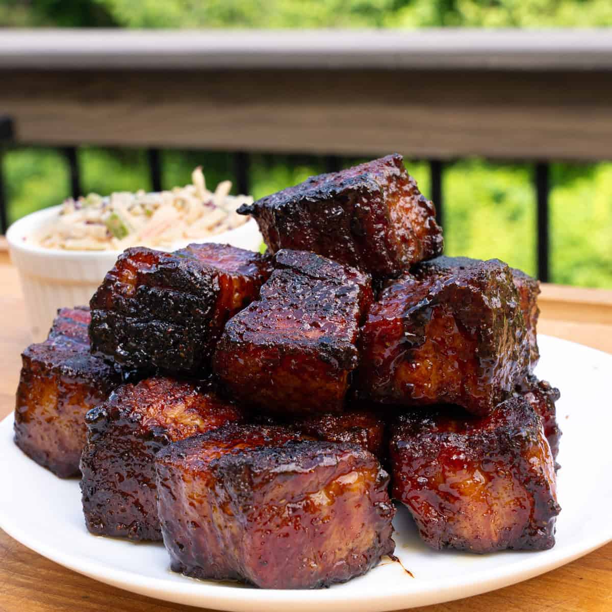 Finished Pork Belly with Bourbon-Molasses Glaze Plated