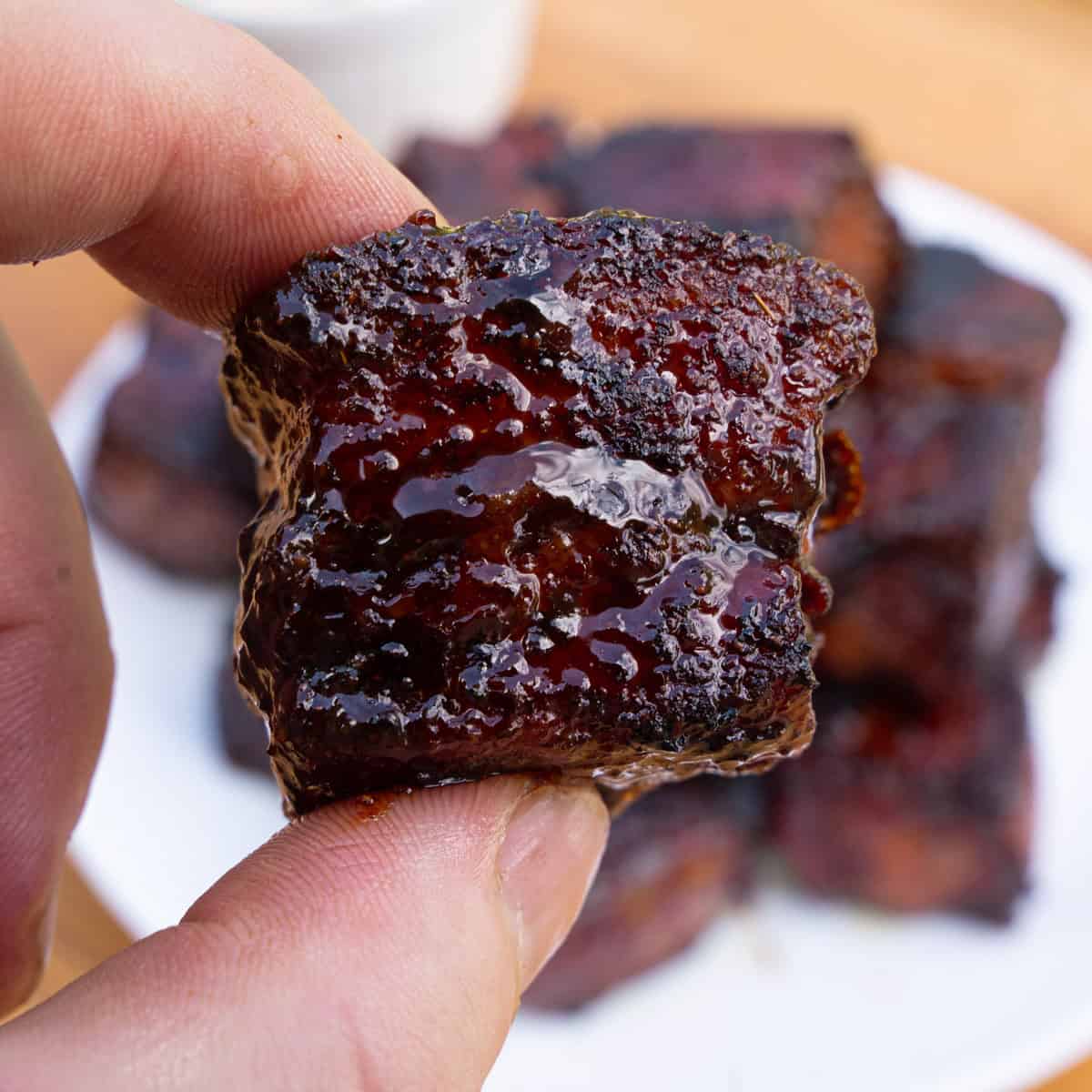 Finished Pork Belly with Bourbon-Molasses Glaze