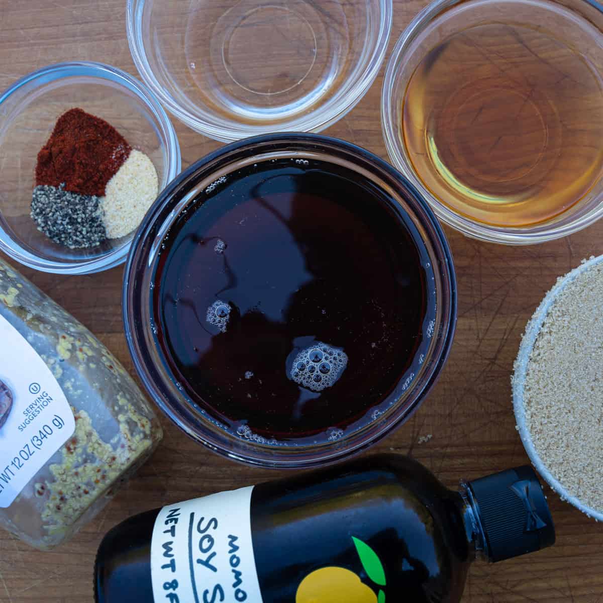 prepping the maple bourbon glaze ingredients