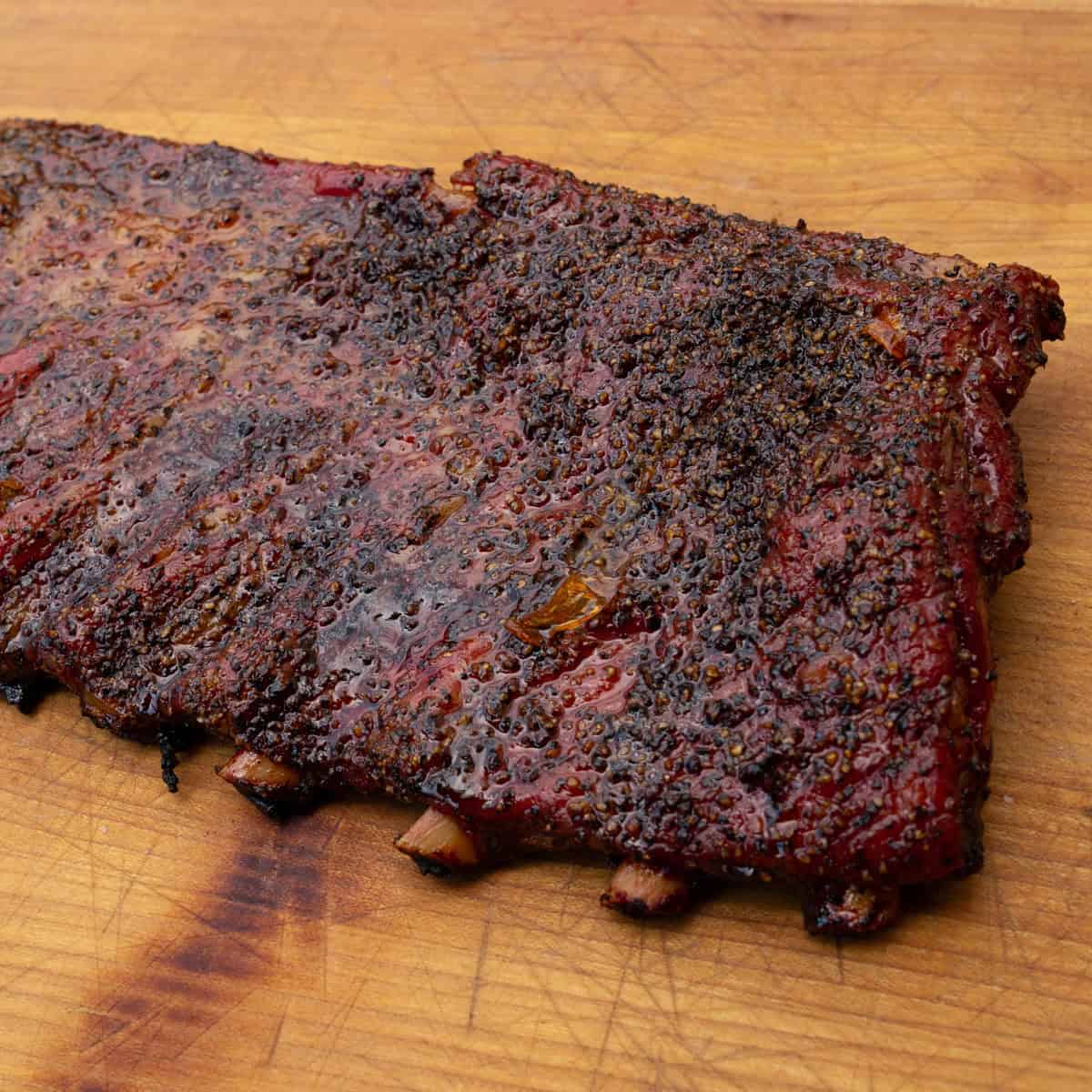 Smoked Pork Ribs with Apple Habanero Glaze fresh off the smoker
