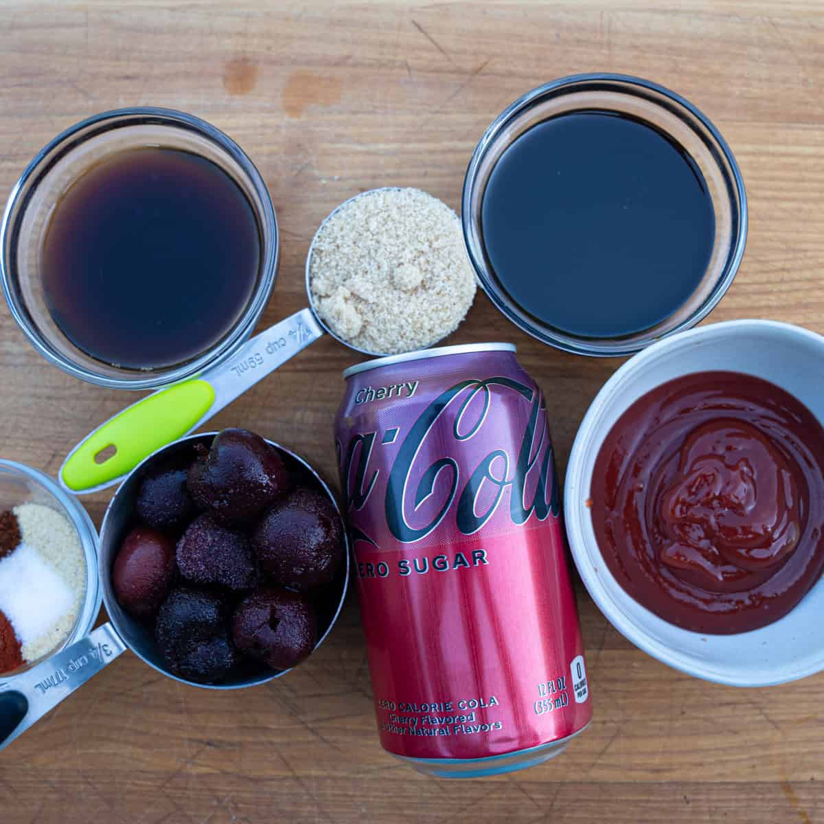 Preparing all of my ingredients for the Cherry Molasses BBQ Sauce