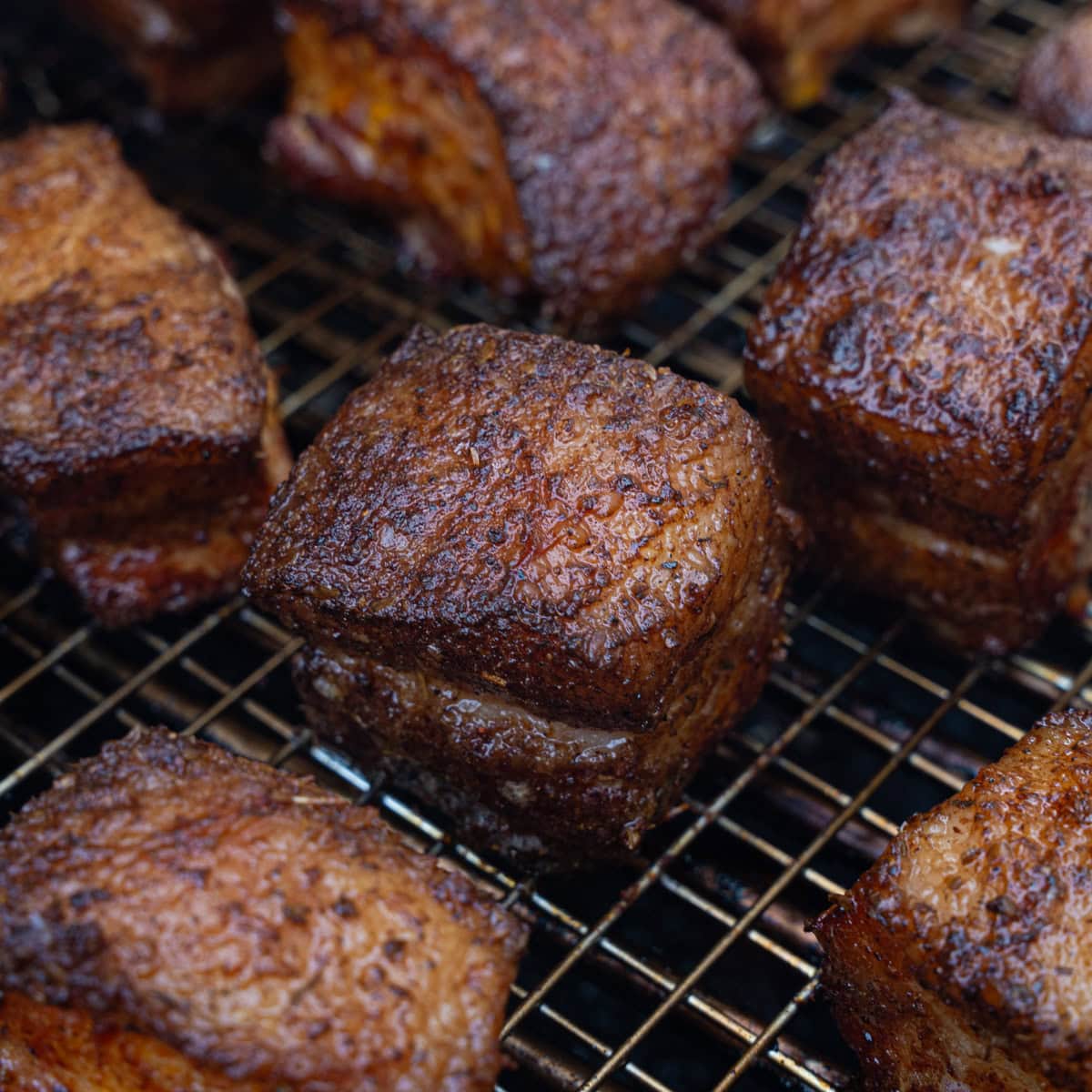 Pork belly on the smoker for 2-3 hours with a nice bark now forming