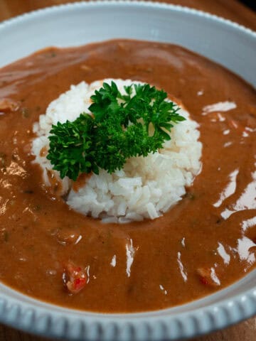 The finished product of my crawfish bisque I used to address my "what does crawfish taste like" blog post
