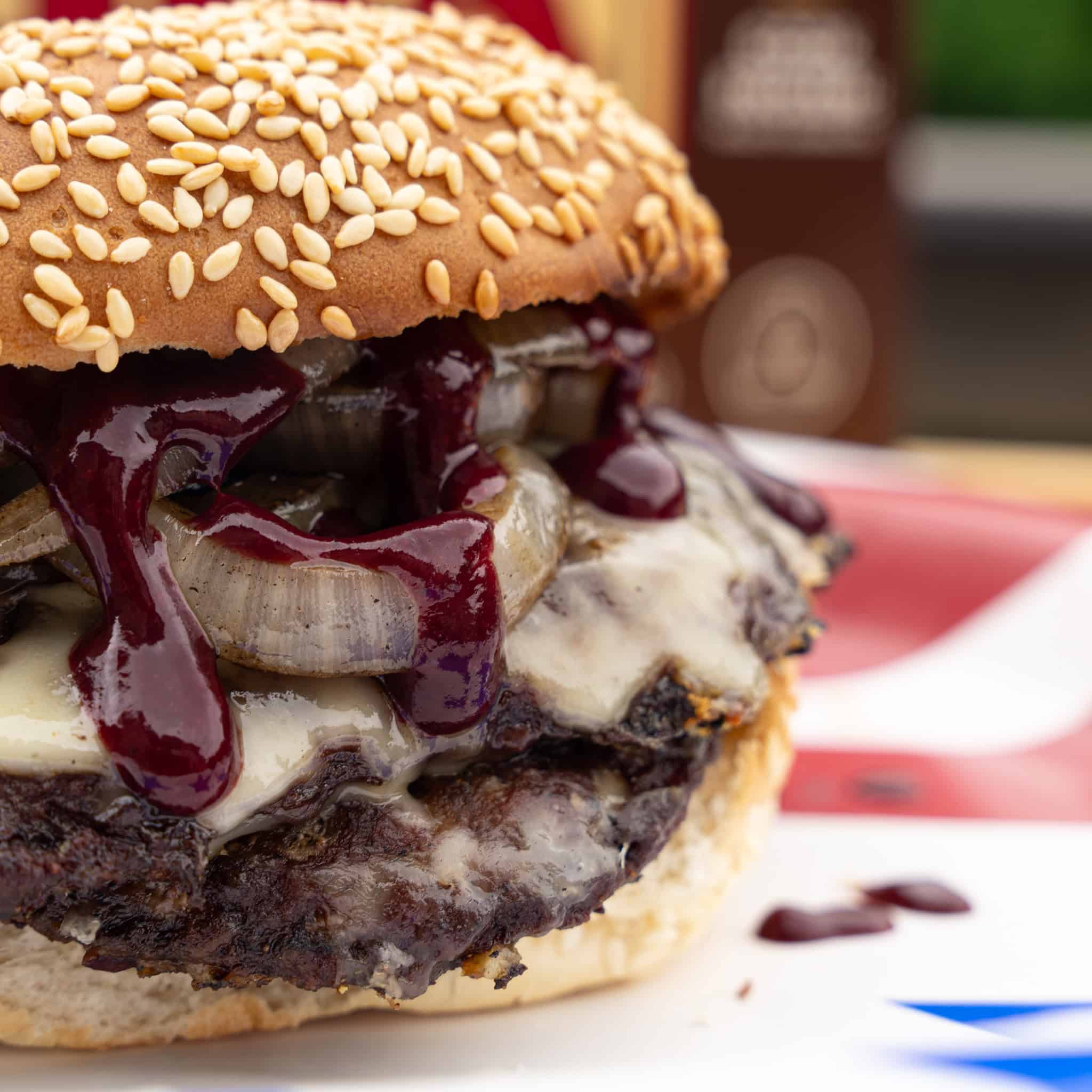 Bubba Burger Smashburgers with Spicy Blueberry BBQ Sauce