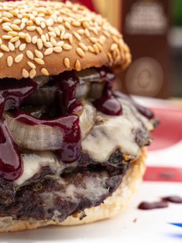 Bubba Burger Smashburgers with Spicy Blueberry BBQ Sauce