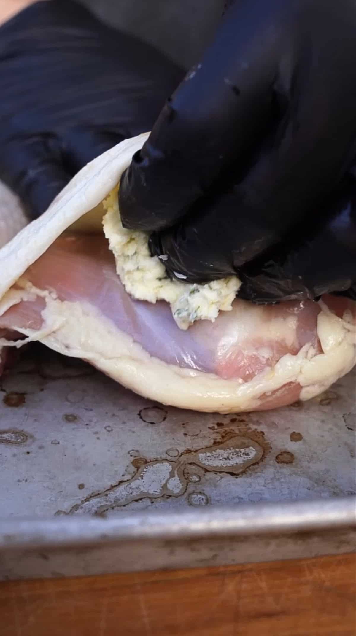 Stuffing Chicken Quarters with Garlic Herb Compound Butter