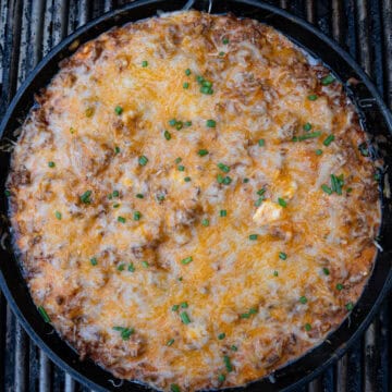 Finished Chili Cheese Dip Made with Cream Cheese