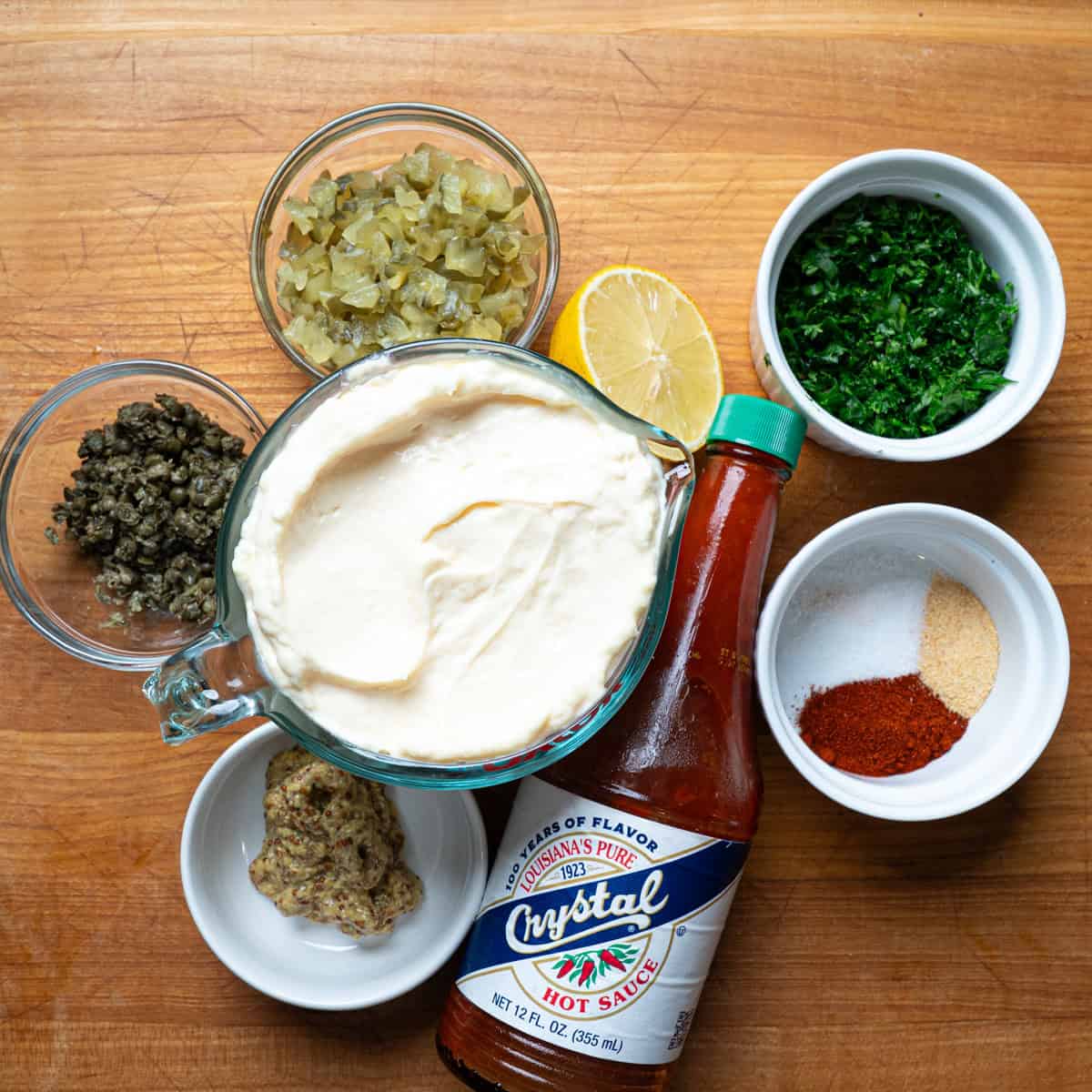 Gathering Ingredients for Homemade Creole Tartar Sauce