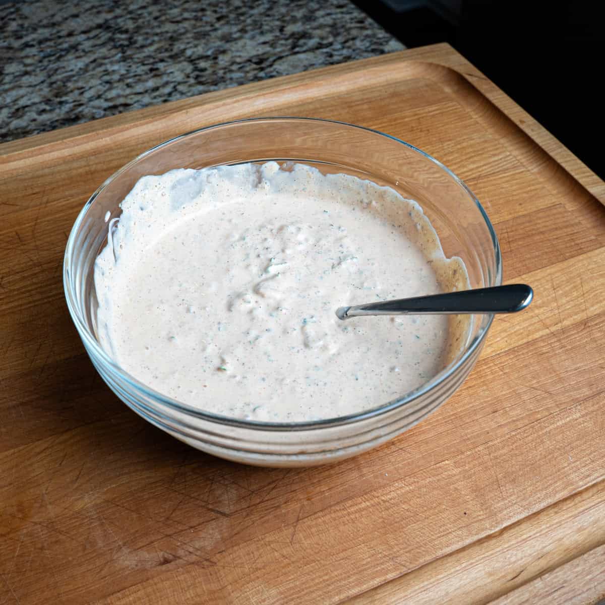 Homemade Creole Tartar Sauce Freshly Mixed in a Bowl