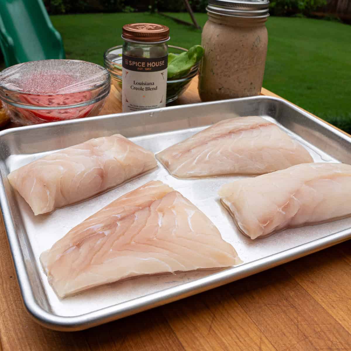 Gathering Fresh Grouper and Ingredients for Sandwiches