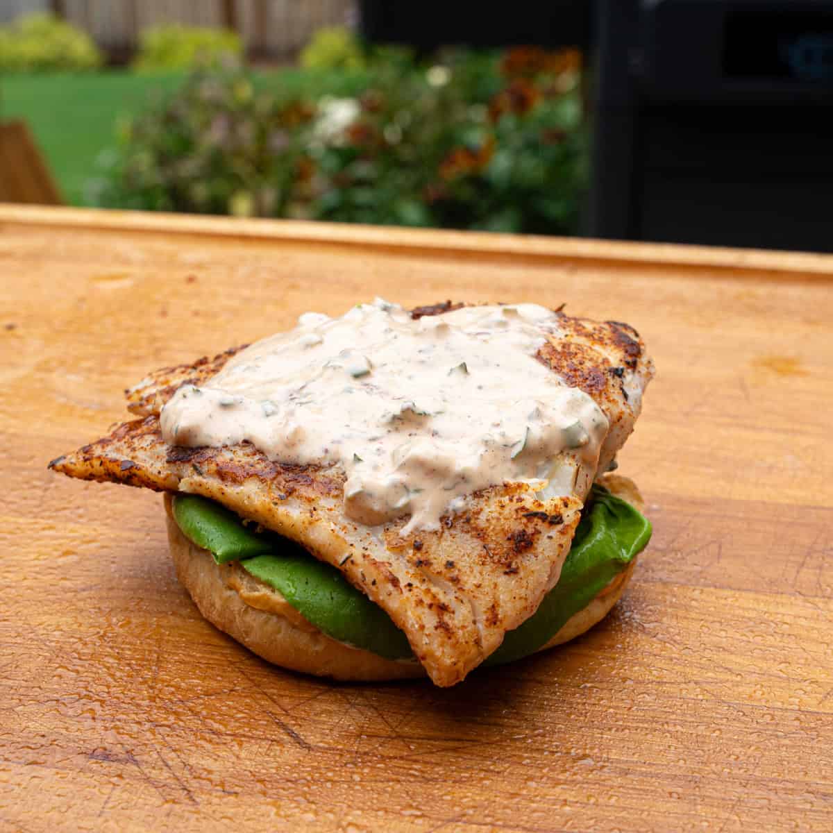 Additional Creole Tartar Sauce Added to Blackened Grouper Sandwich