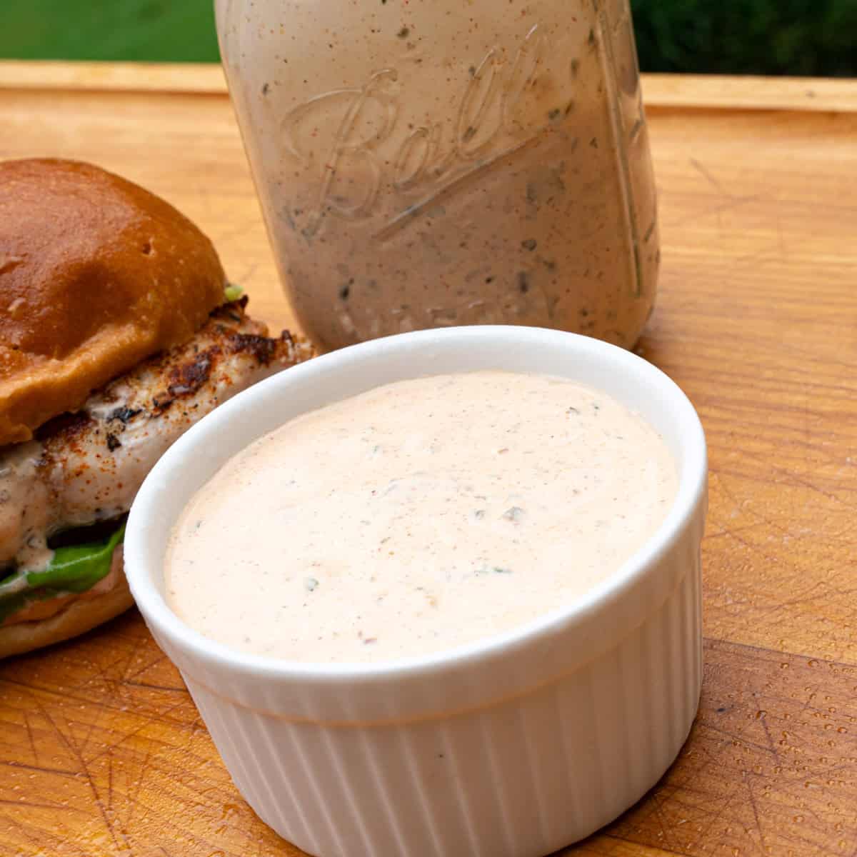 Side of Creole Tartar Sauce with Blackened Grouper Sandwich