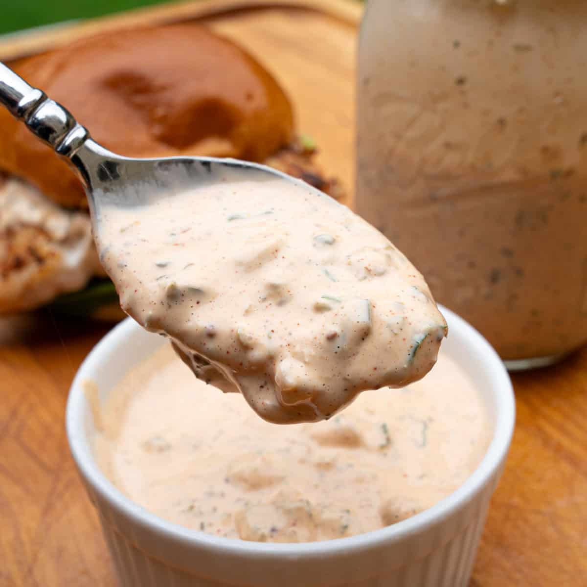 Side of Creole Tartar Sauce with Blackened Grouper Sandwich