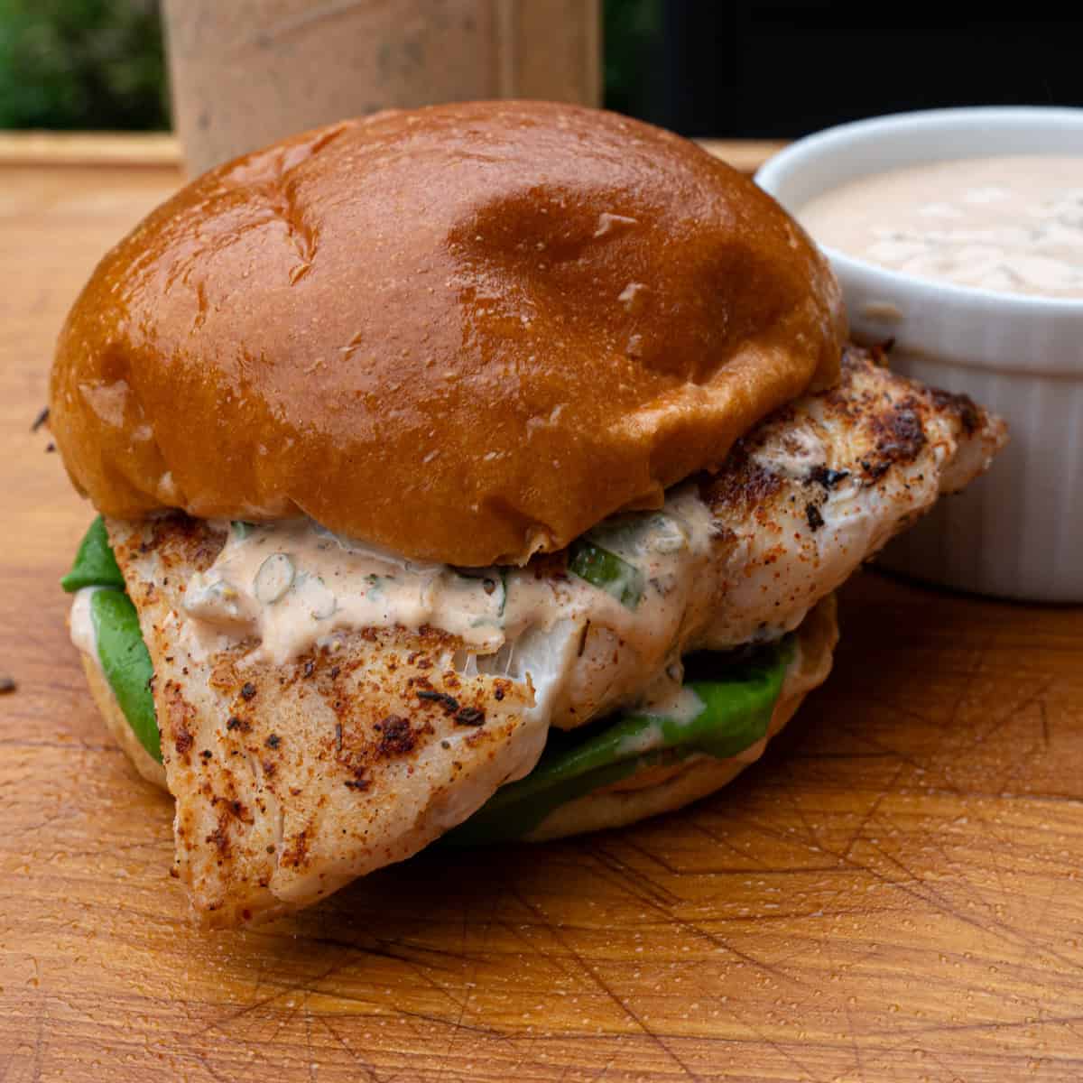 Blackened Grouper Sandwich with Creole Tartar Sauce Finished Product