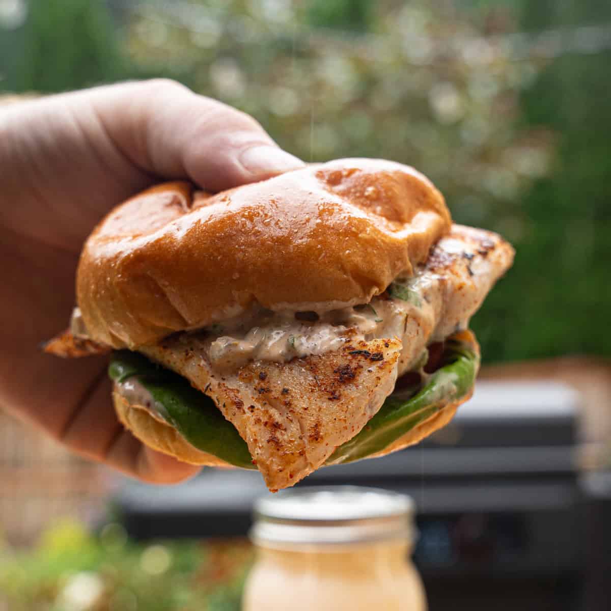 Blackened Grouper Sandwich with Creole Tartar Sauce Finished Product