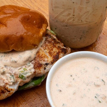 Blackened Grouper Sandwich with Creole Tartar Sauce Finished Product