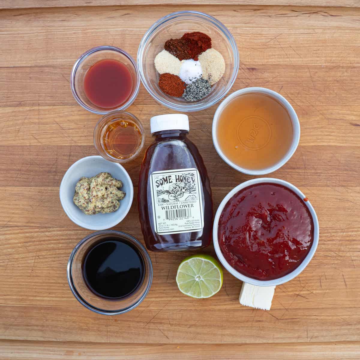 Gathering Ingredients for Hot Honey BBQ Sauce Recipe