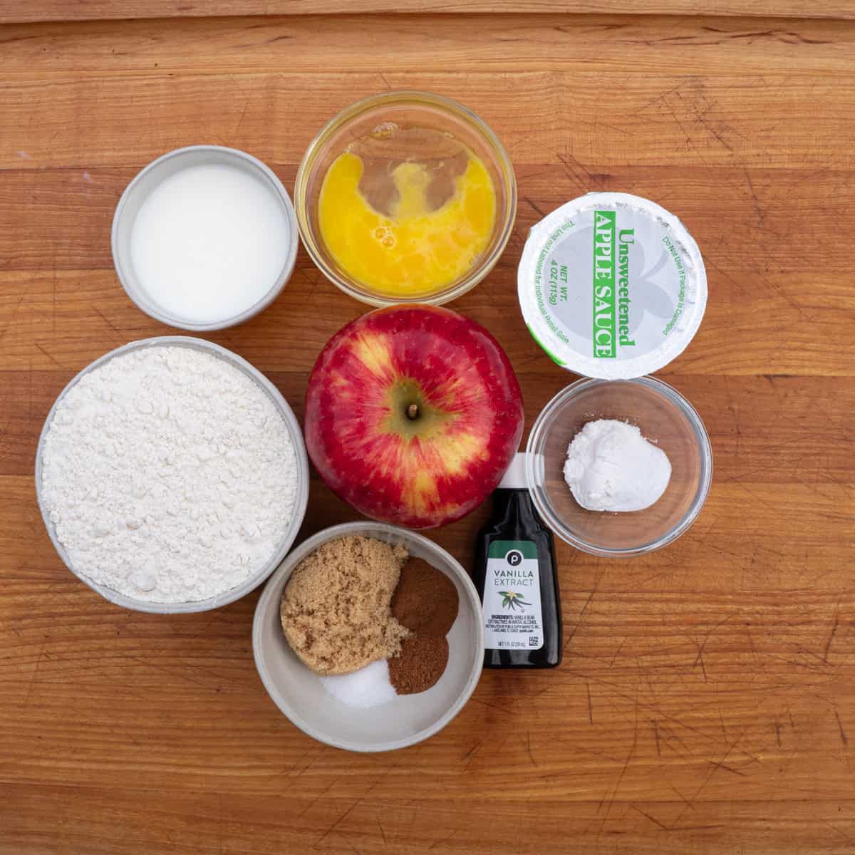 Gathering ingredients for applesauce fritters