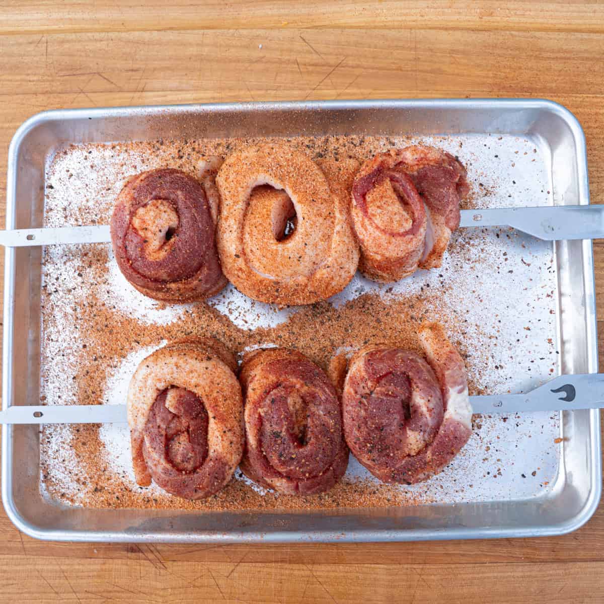 Seasoned & Skewered Pork Belly Lollipops