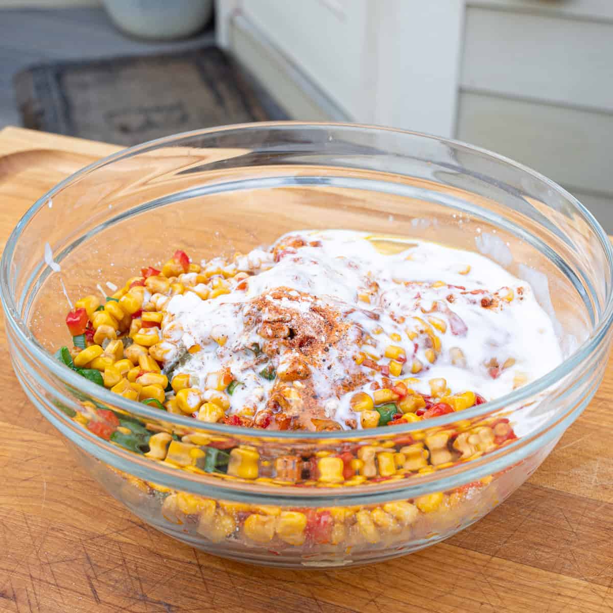 Mixing wet and dry ingredients for fritters