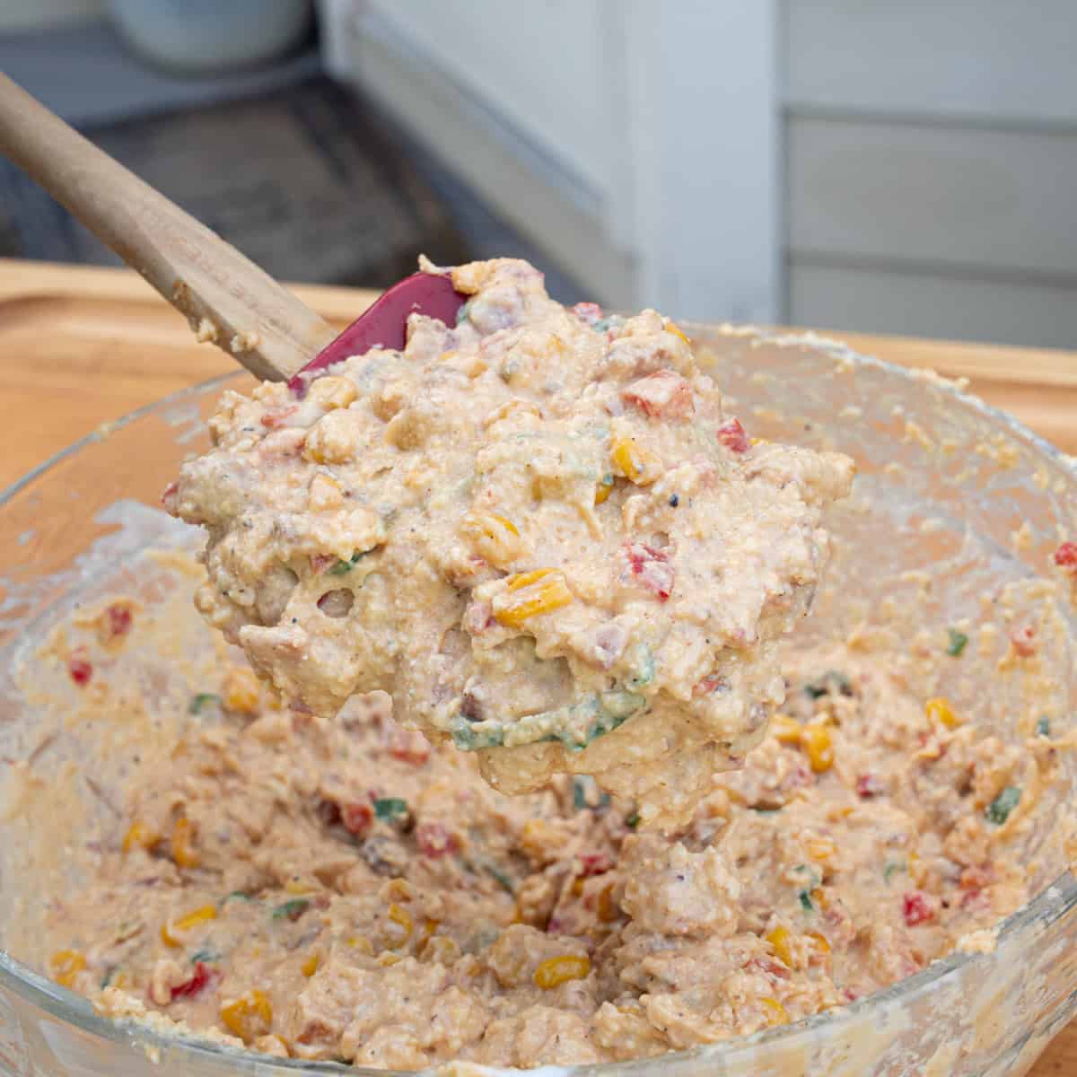 Prepared batter for corn and bacon fritters