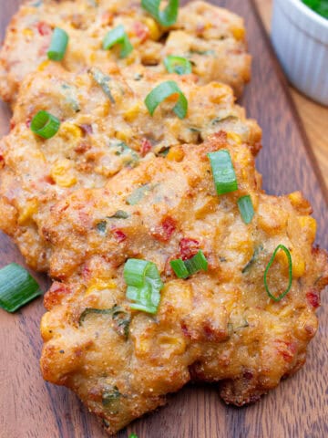 Finished Corn and Bacon Fritters