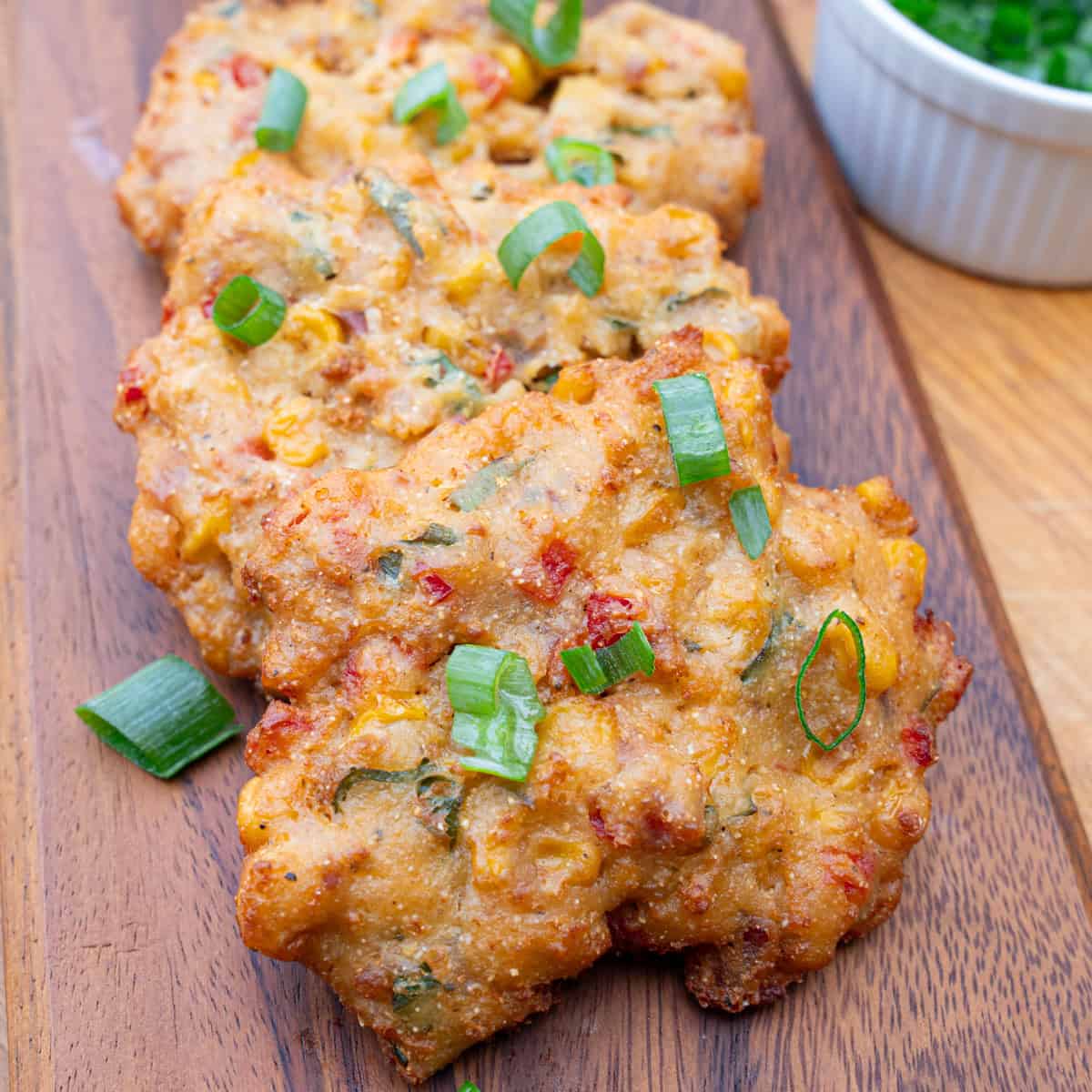 Finished Corn and Bacon Fritters