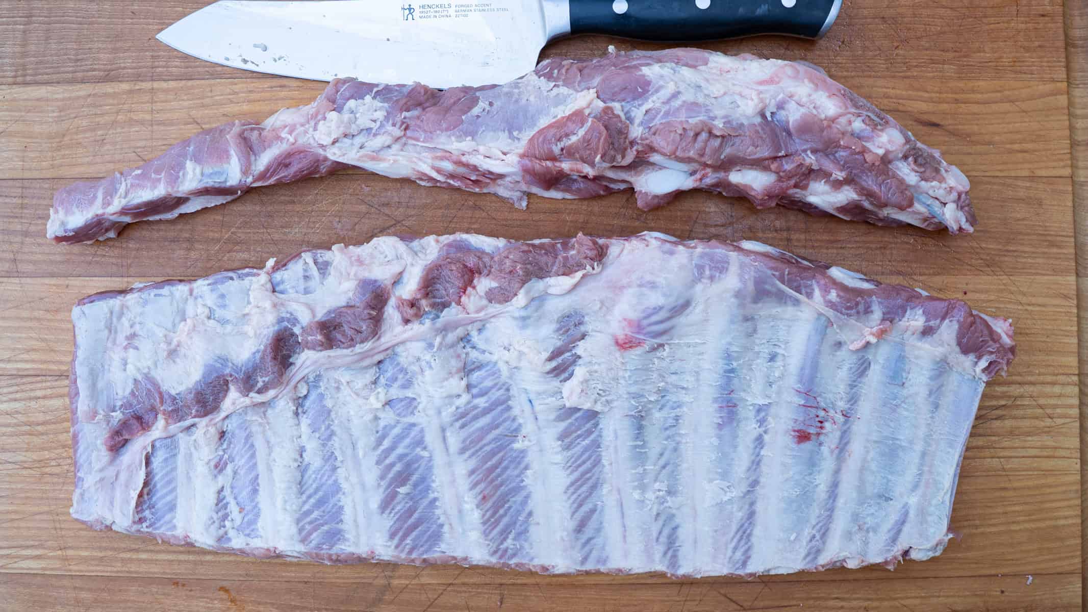 Spare ribs trimmed to a St. Louis cut