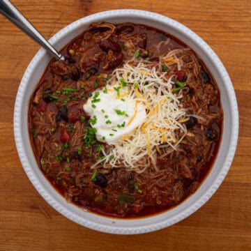 Leftover Pulled Pork Chili Recipe finished product.