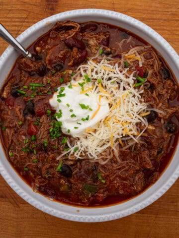 Leftover Pulled Pork Chili Recipe finished product.