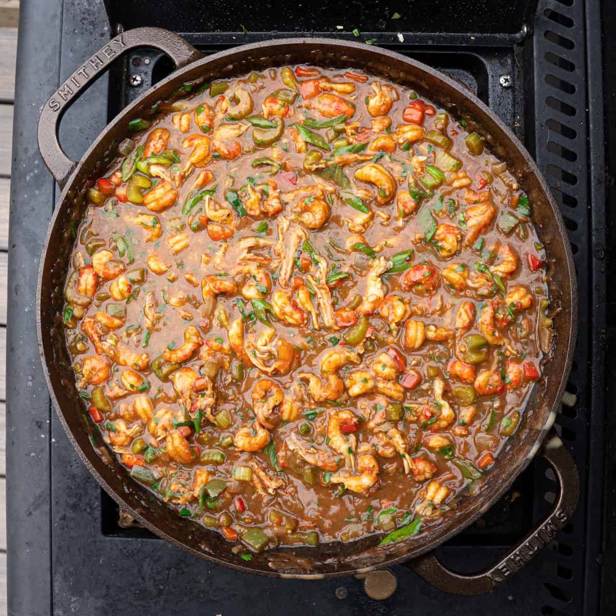 Cajun Crawfish Etouffee in a Pot after combining all ingredients