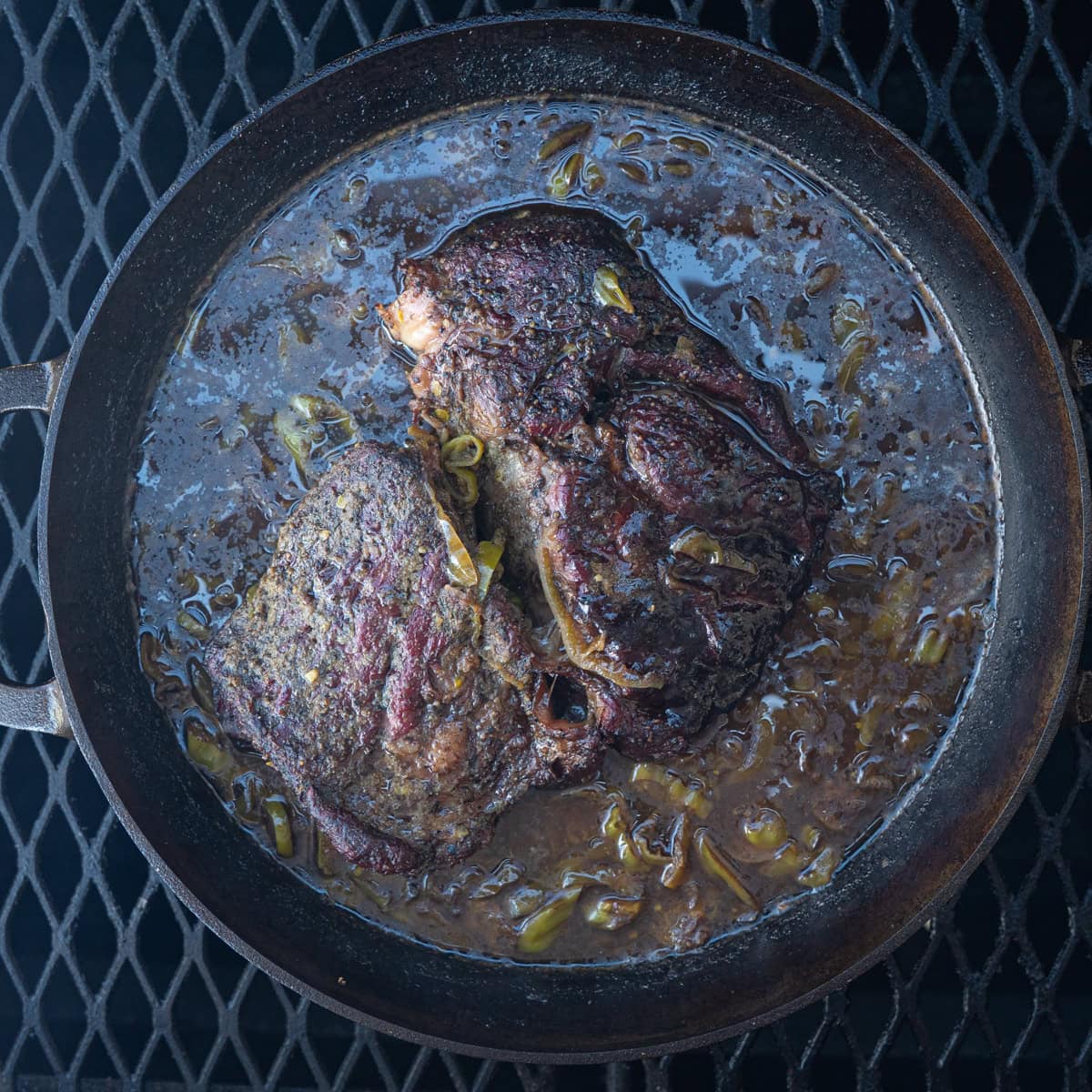 Mississippi Pot Roast Braising on The Smoker