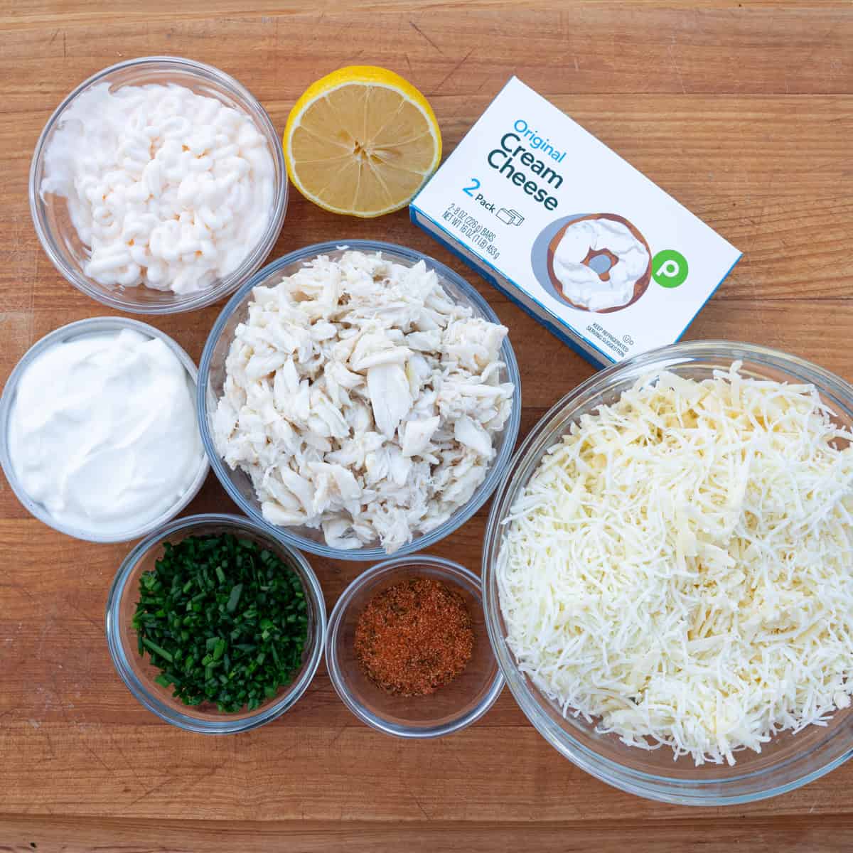 Gathering the ingredients for Cajun crab dip