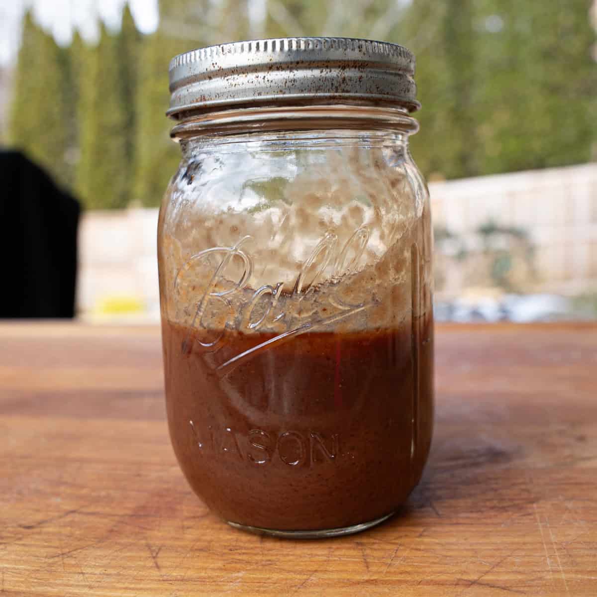 Finished brown gravy made from pot roast braising liquids