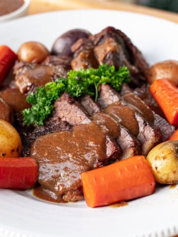 Smoked Bottom Round Pot Roast Plated Final Product