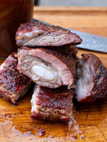 Finished Rib Tips freshly sliced before being sauced