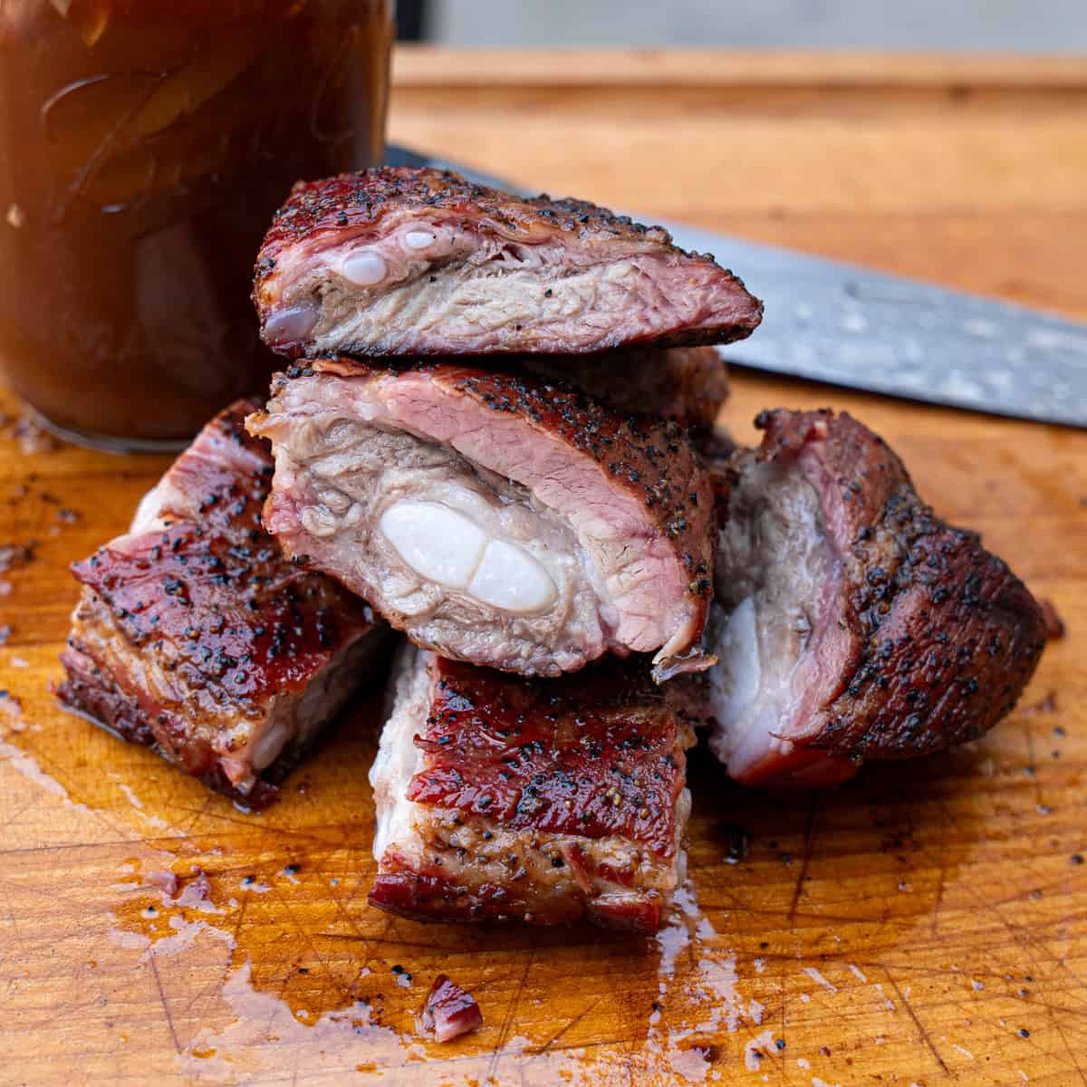 Finished Rib Tips freshly sliced before being sauced