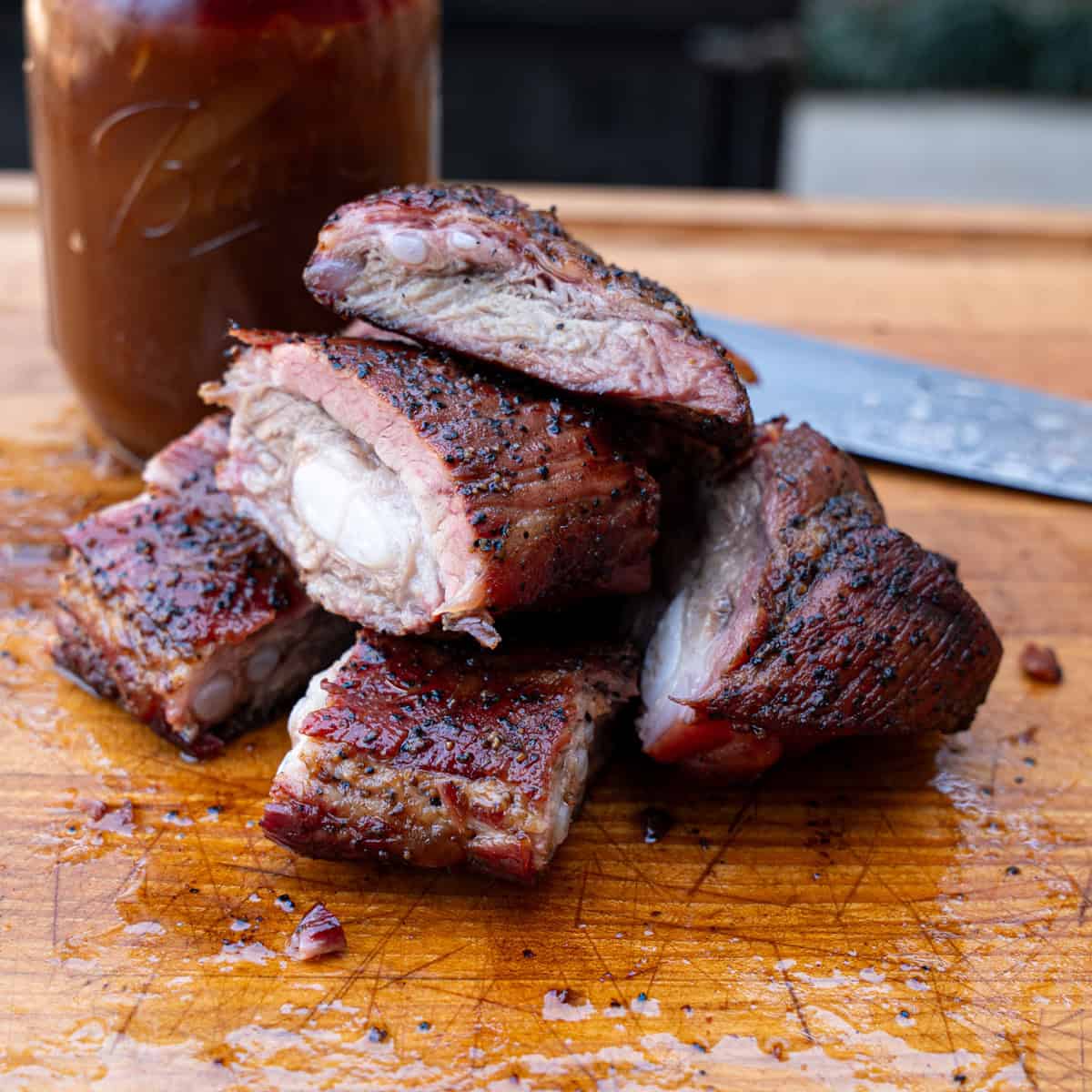 Finished Rib Tips freshly sliced before being sauced