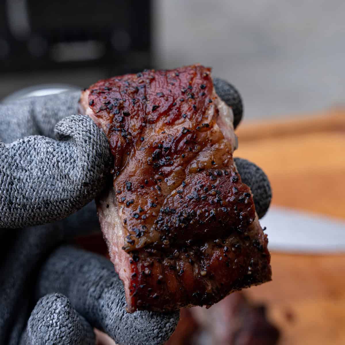 Finished Rib Tips freshly sliced before being sauced
