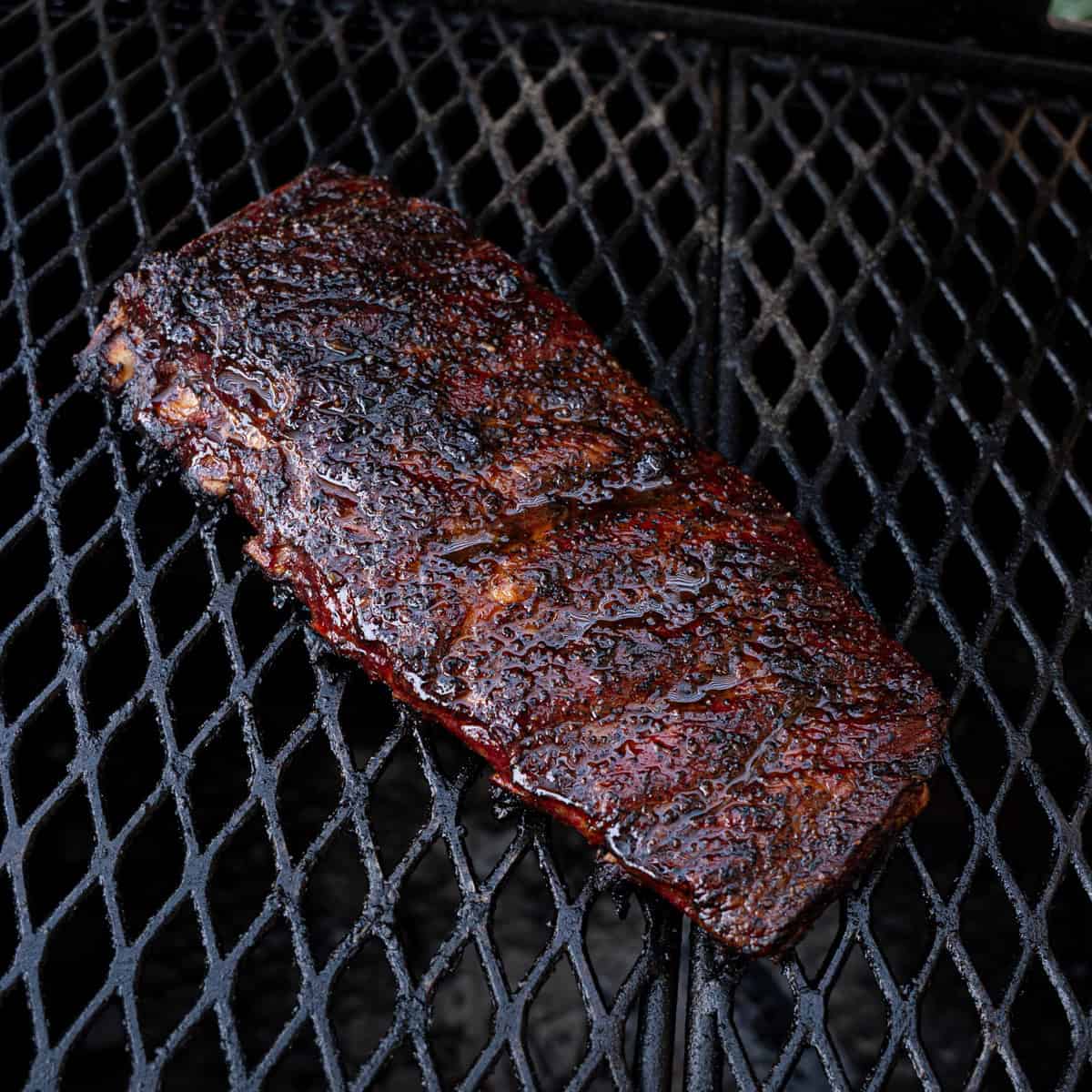 Direct Heat Ribs in the final stages of cooking on the grill