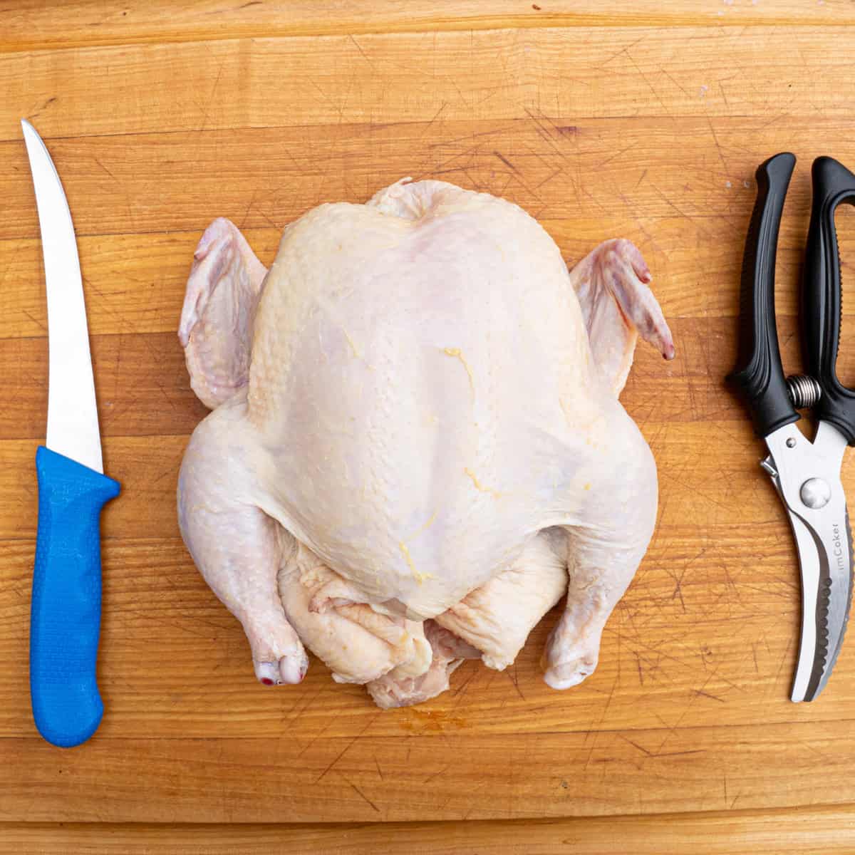 A whole chicken ready to be prepared