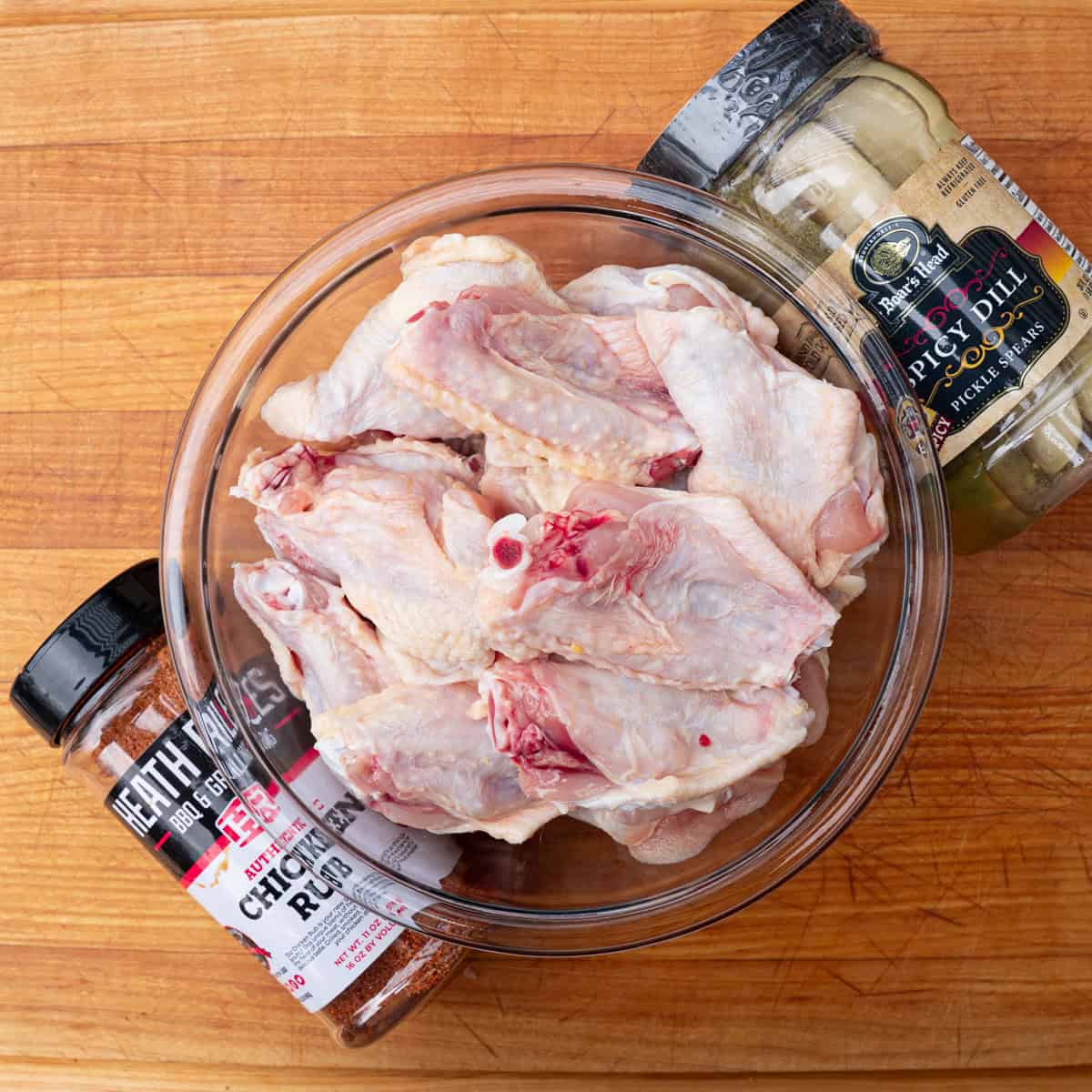 All the ingredients together to make pickle brined chicken wings