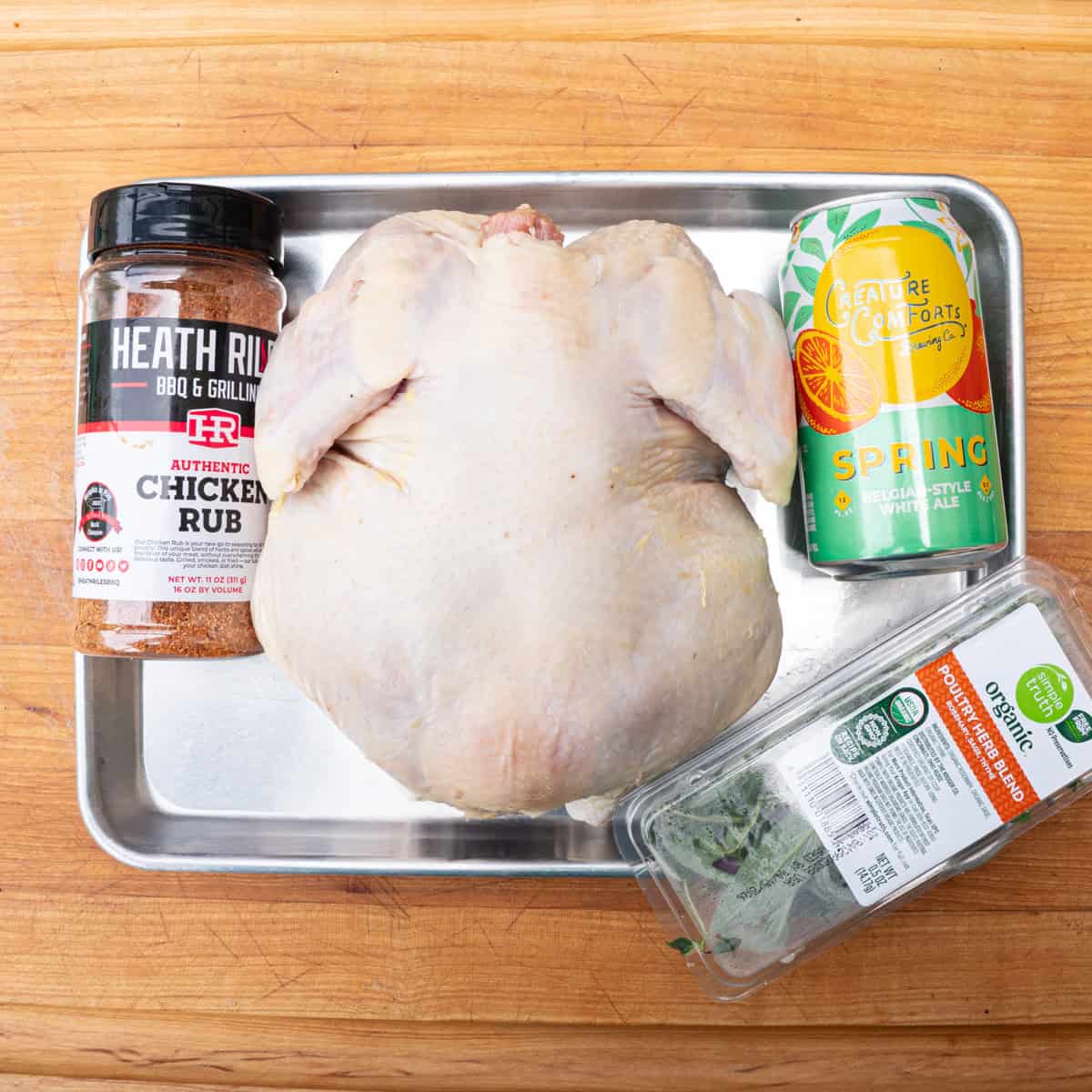 Gathering my ingredients to make a smoked beer can chicken